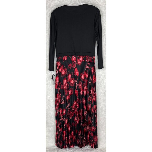 NWT Robbie Bee Small Dress Black Ribbed Top Pink Red Floral Bottom - Picture 7 of 7